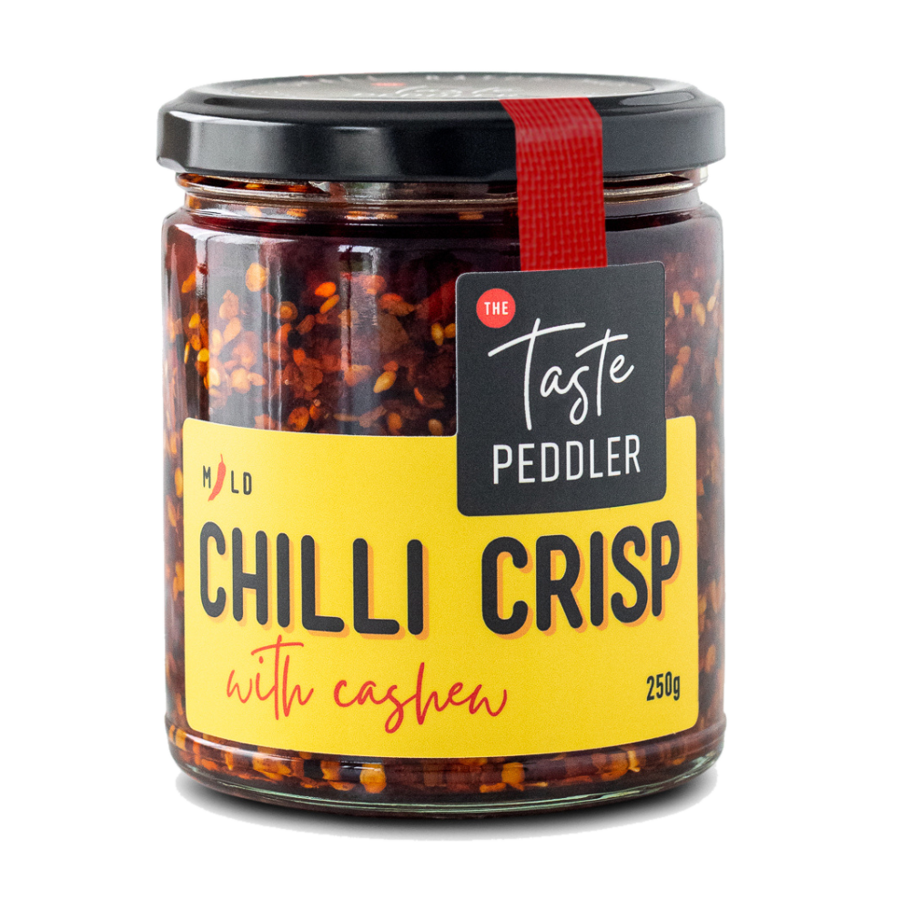 Jar of Taste Peddler chilli crisp with cashew, 250g